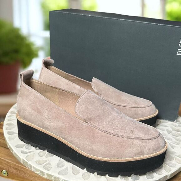 Eileen Fisher $225 Ells Leather Suede Loafer Wedge Platform Slip-On Women’s 7.5 - Picture 4 of 11